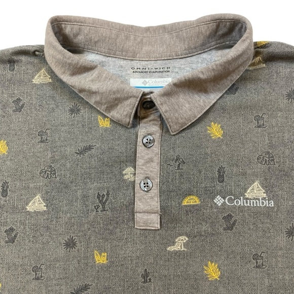COLUMBIA Omni-Wick Advanced Evaporation Polo Shirt Men's XXL Gray All Over Print - Picture 2 of 12